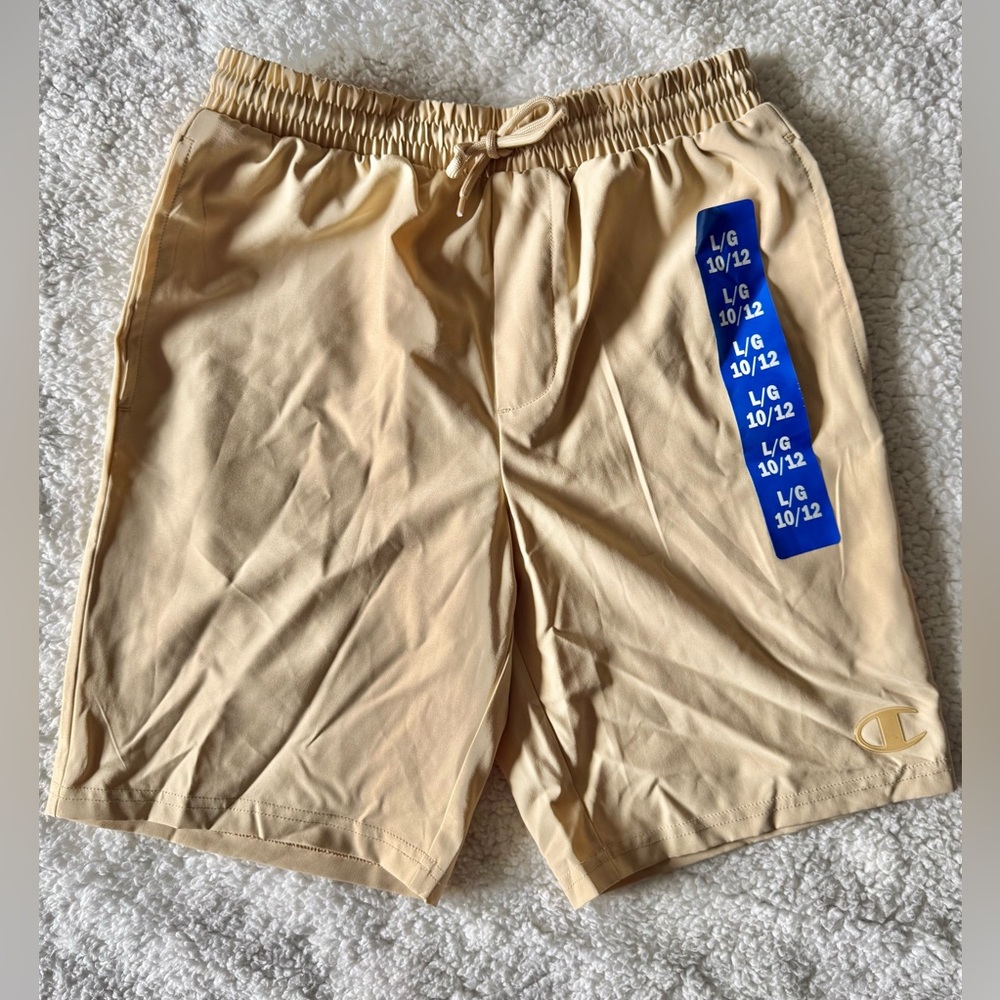Champion Boys Athletic Shorts Tan/Beige – Size Large (10/12) New with Tag